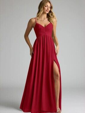 Azazie Red Spaghetti-Strap Maxi Dress
